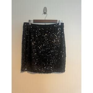 Ann Taylor Black Sequin Mini Skirt Size 8
